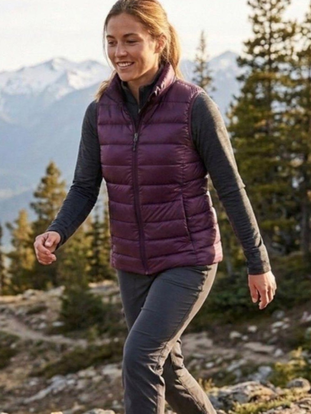Eddie Bauer EB650 Down Puffer Vest Women 2XL Purple Plum Packable Gorpcore Ski